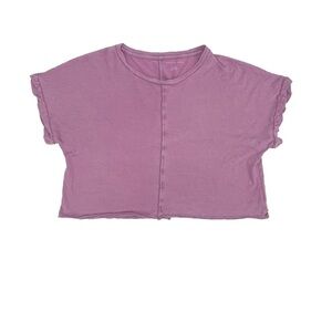 American Eagle Purple Ruffled Short Sleeve Cropped T-Shirt Size Medium Women’s
